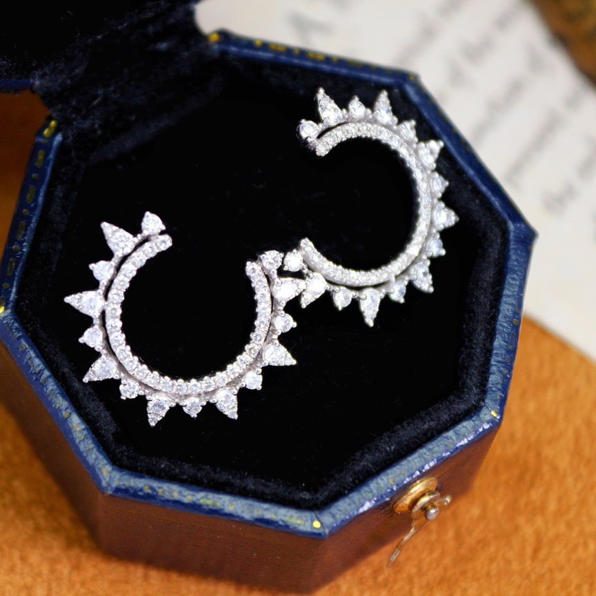 14k Gold 0.70 Ct Natural H Diamond Earrings - 4