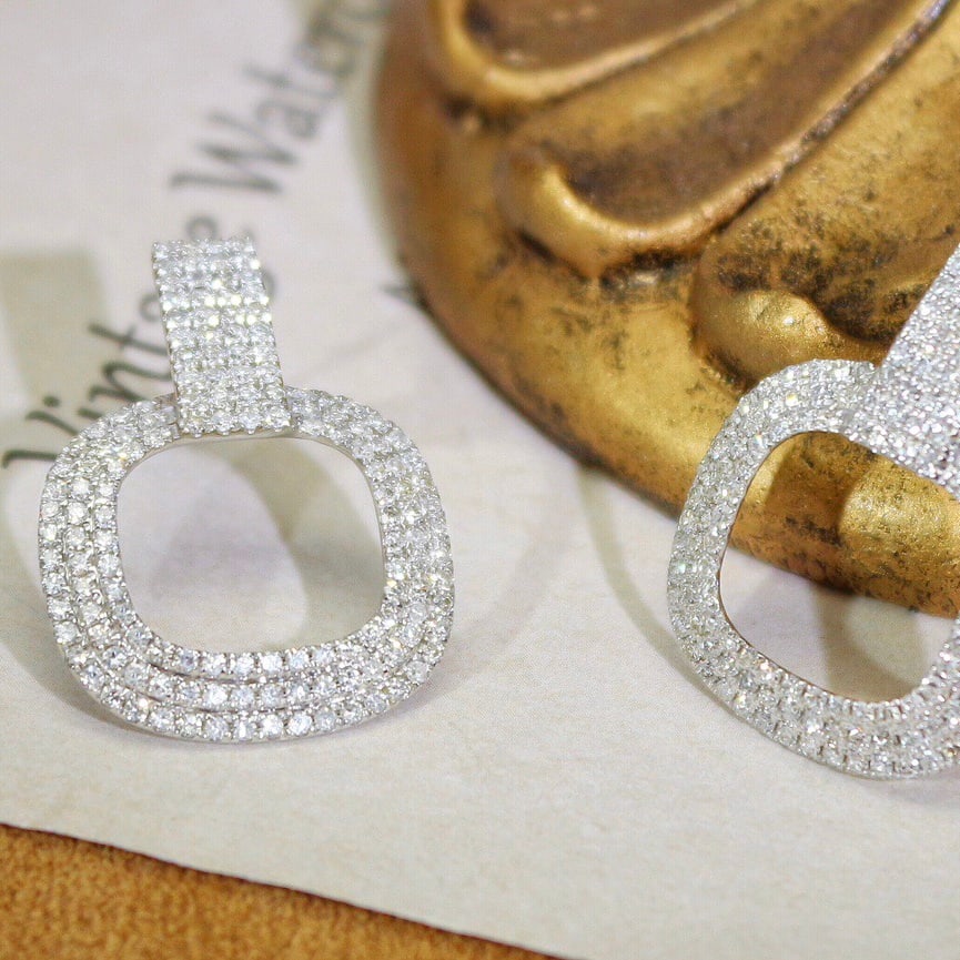 14k Gold 1.65 Ct Natural H Diamond Earrings - 3