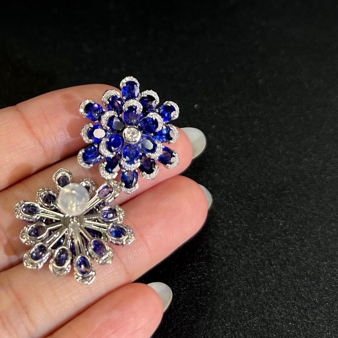 14k Gold 11.42 Ctw Vivid Blue Natural Sapphire & Diamond Earrings - 4