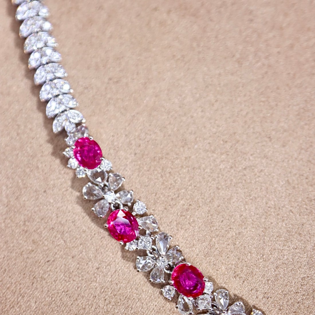 14k Gold 6.25 Ctw Natural Ruby & Diamond Bracelet - 6