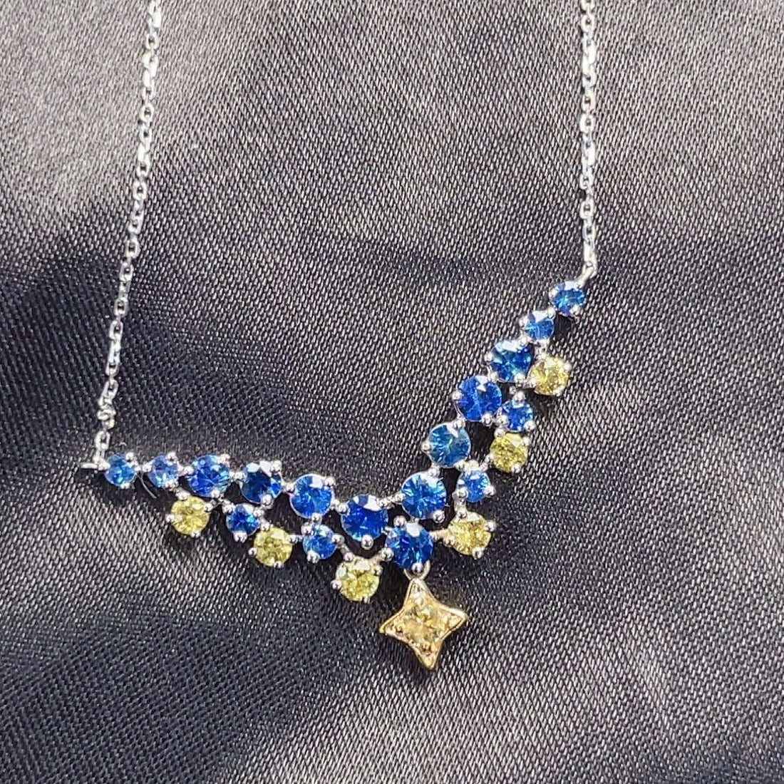 14k Gold 1.1 Ct Natural Sapphire Necklace - 2