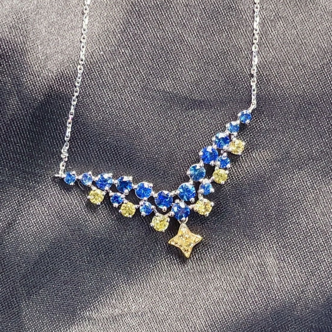 14k Gold 1.1 Ct Natural Sapphire Necklace - 3