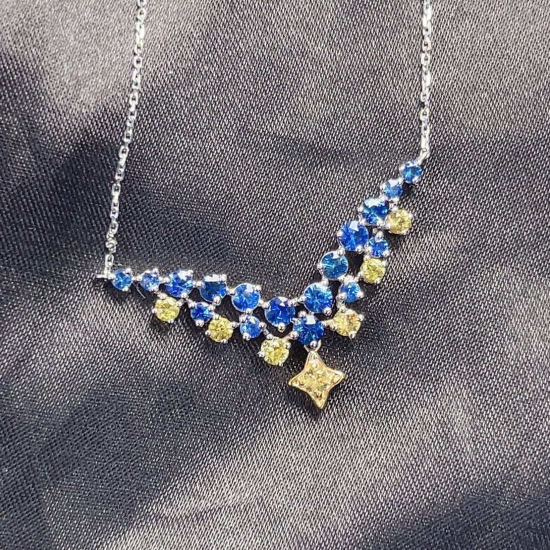 14k Gold 1.1 Ct Natural Sapphire Necklace - 4