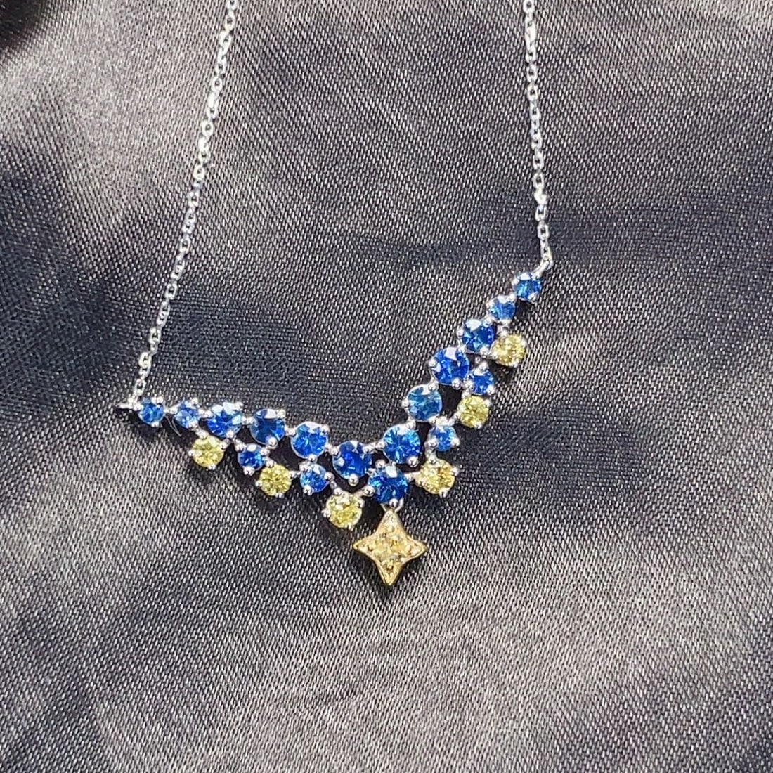 14k Gold 1.1 Ct Natural Sapphire Necklace - 5