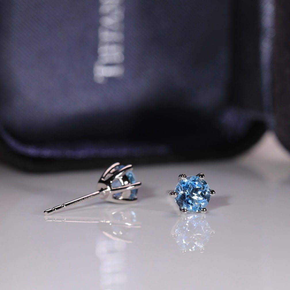 14k Gold 1.17 Ct Natural Aquamarine Earrings - 2