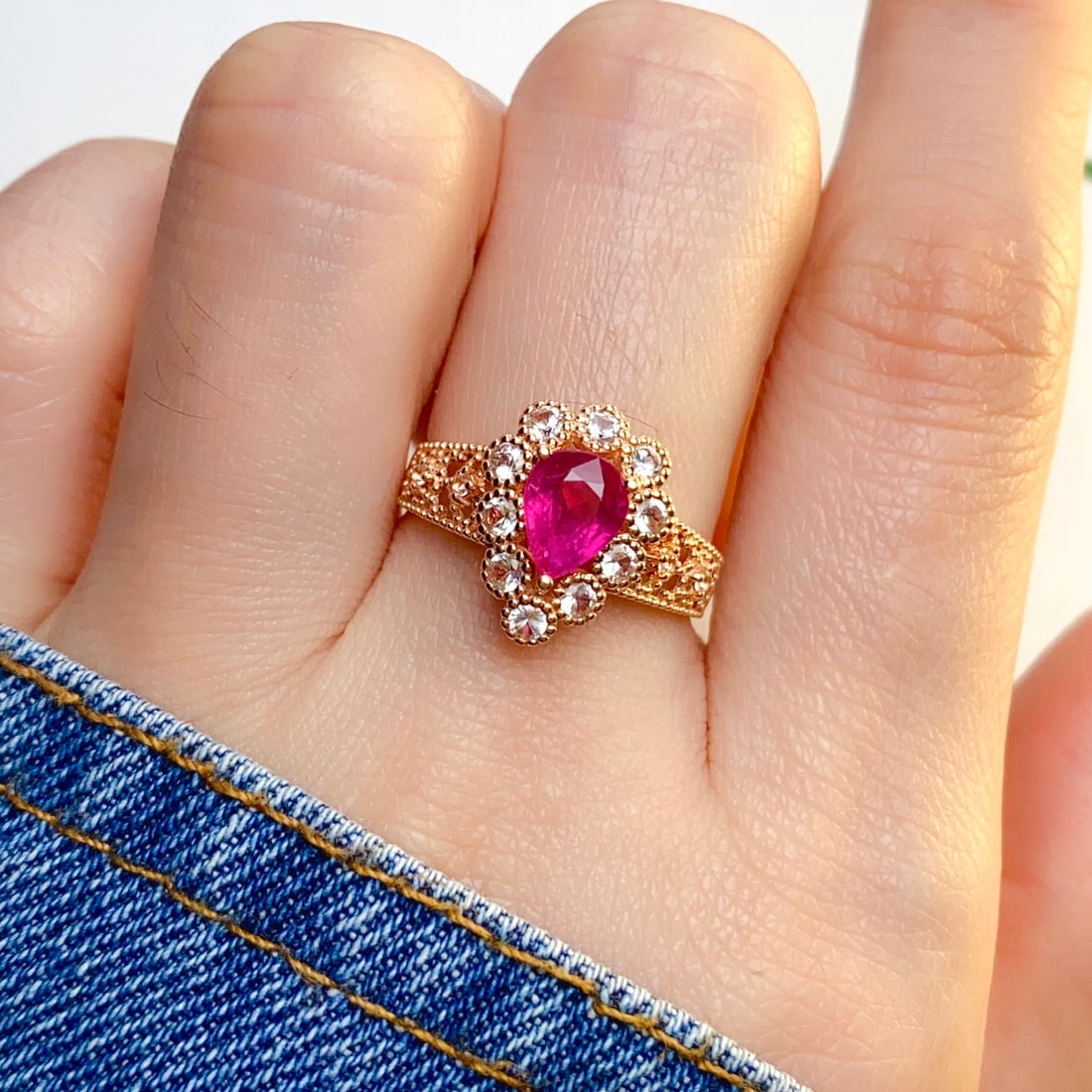 14k Gold 1.25 Ct Natural Ruby & Sapphire Ring - 6
