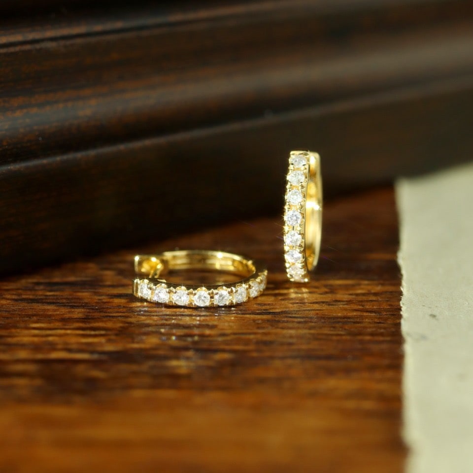 14k Gold 0.20 Ct Natural H Diamond Earrings - 3