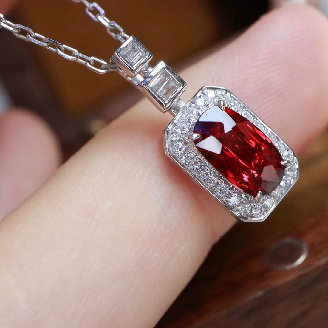 14k Gold 1.20 Ctw Natural Ruby & Diamond Pendant( Without Chain ) - 2