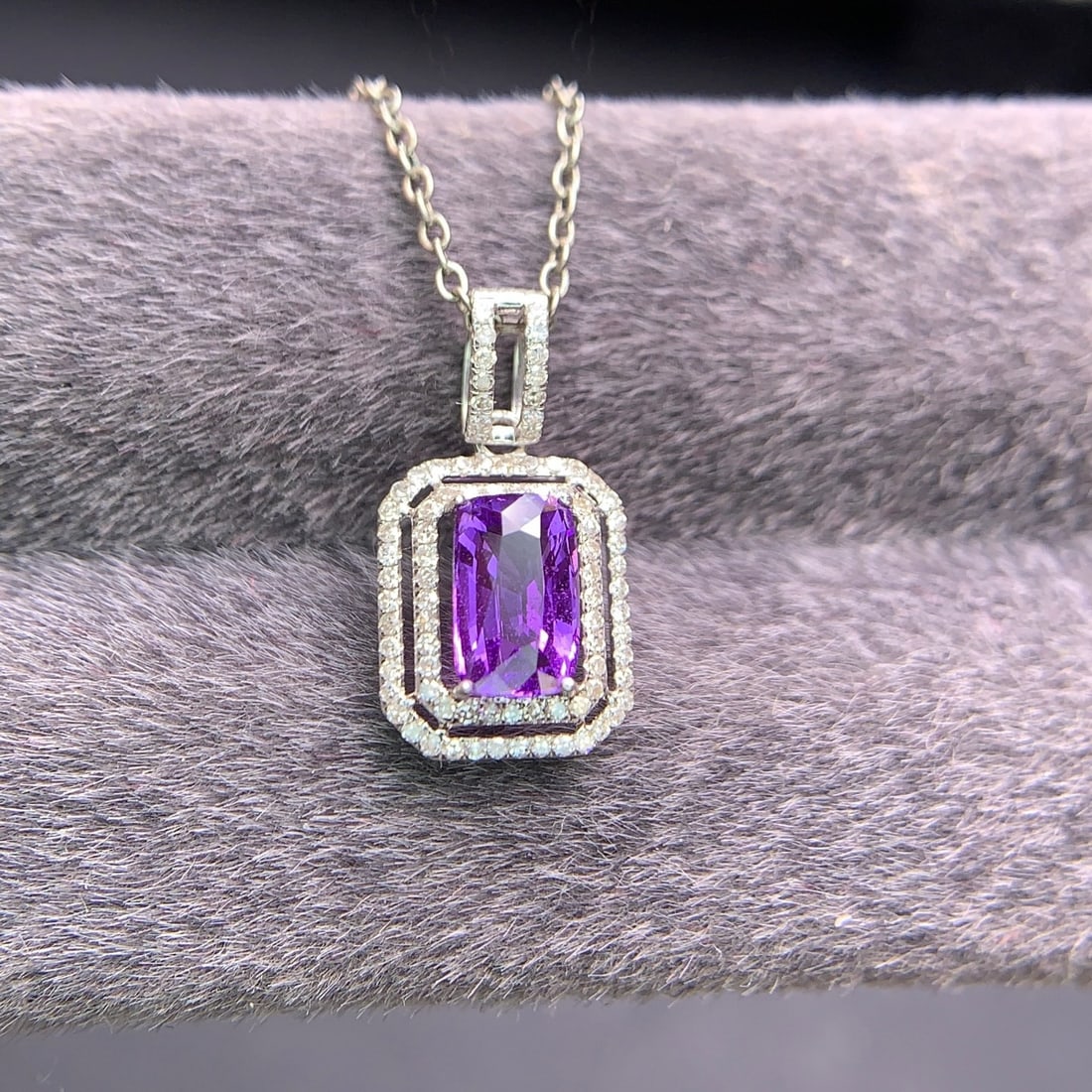 14k Gold 1.04 Ct Natural Sapphire & Diamond Pendant( Without Chain ) - 3