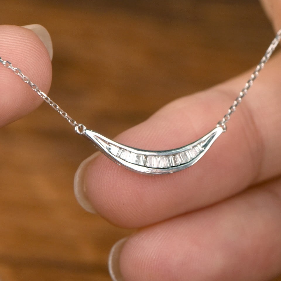 14k Gold 0.35 Ct Natural H Diamond Necklace - 2