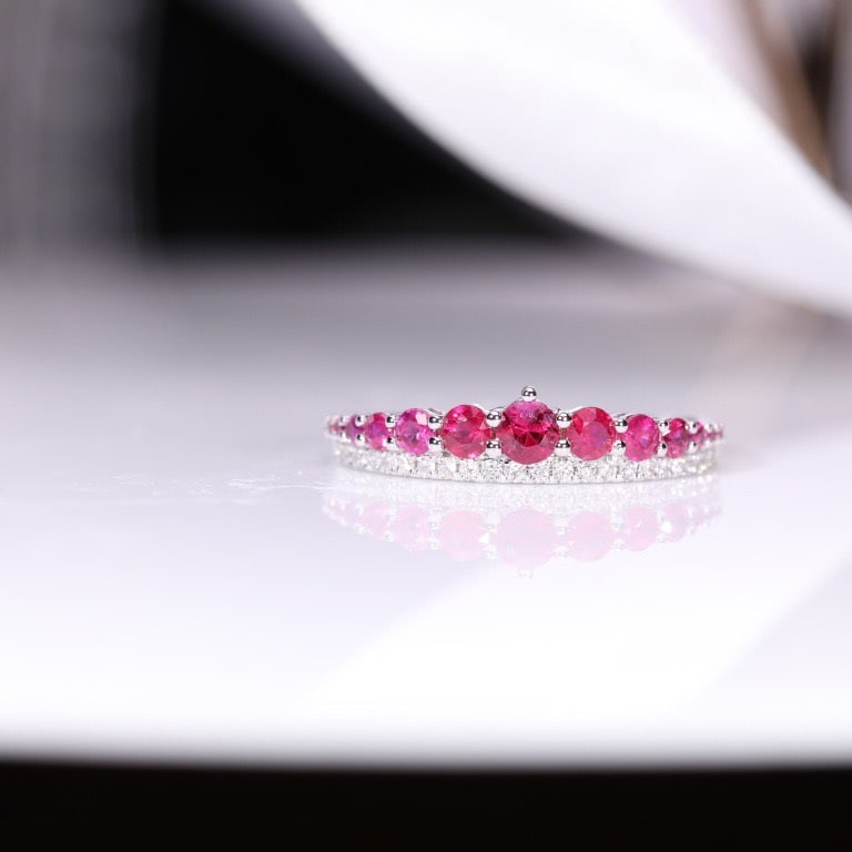 14k Gold 0.68 Ctw Natural Ruby & Diamond Ring - 7
