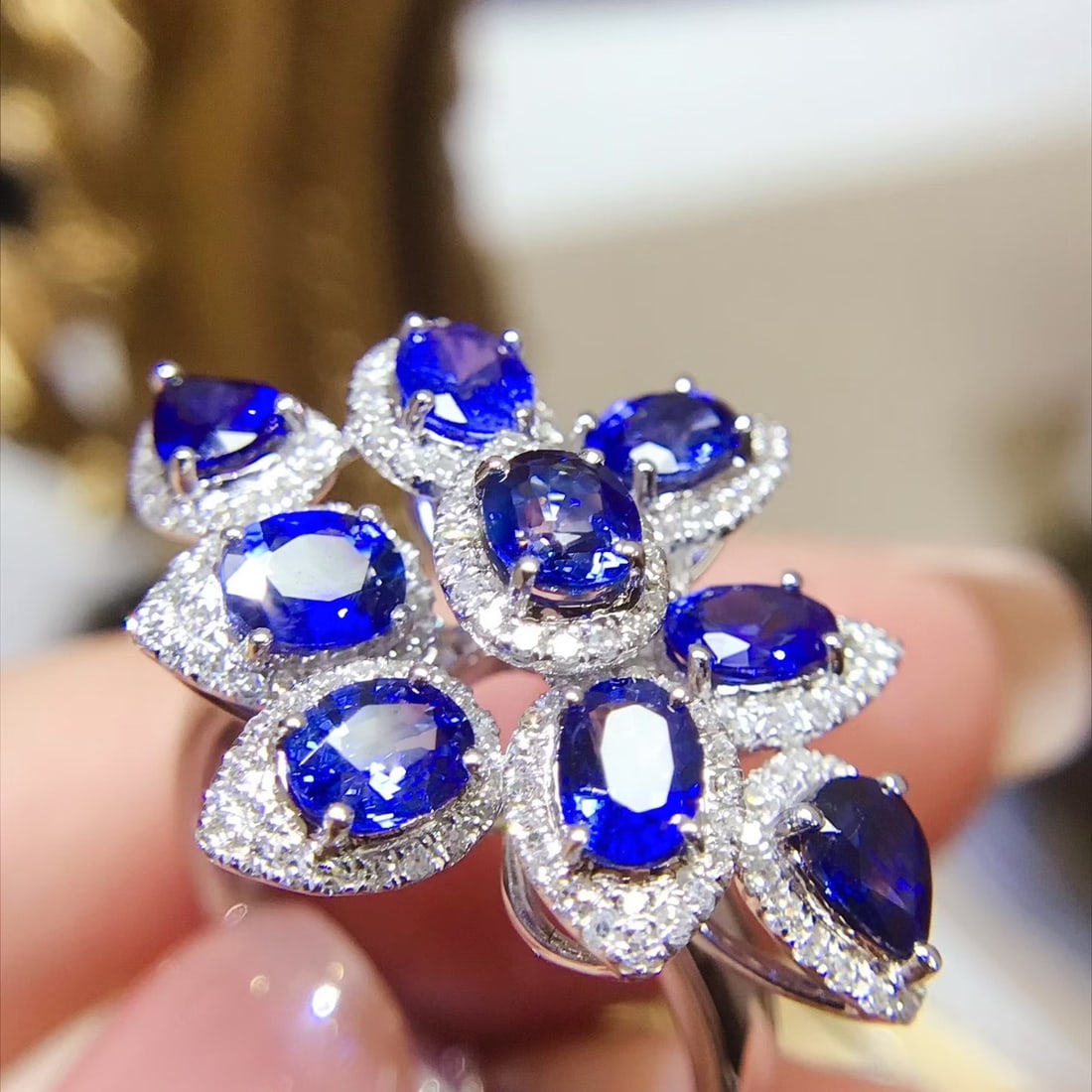 14k Gold 4.23 Ctw Natural Sapphire & Diamond Ring - 4