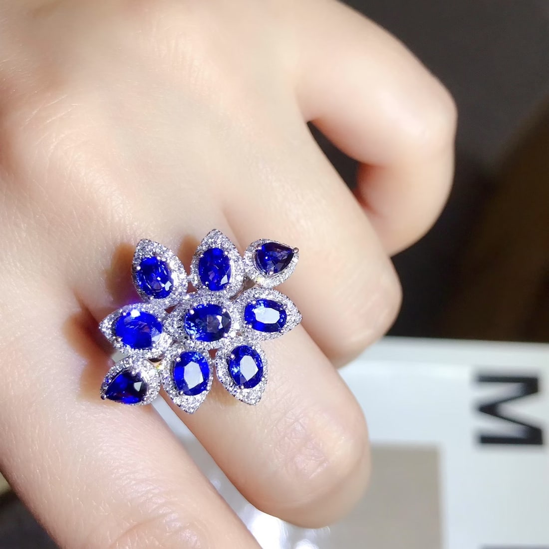 14k Gold 4.23 Ctw Natural Sapphire & Diamond Ring - 6