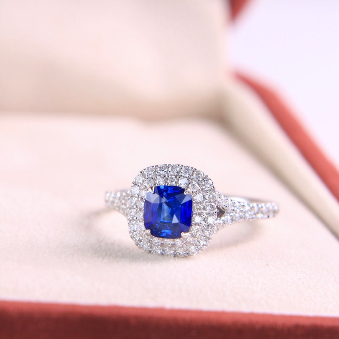 14k Gold 1.55 Ctw Natural Sapphire & Diamond Ring - 7