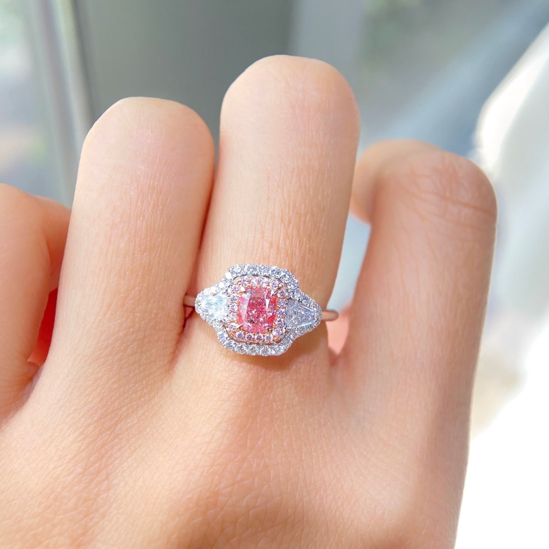 Gia Certified 14k Gold 1.15 Ctw Natural Pink Diamond & Diamond Ring - 3