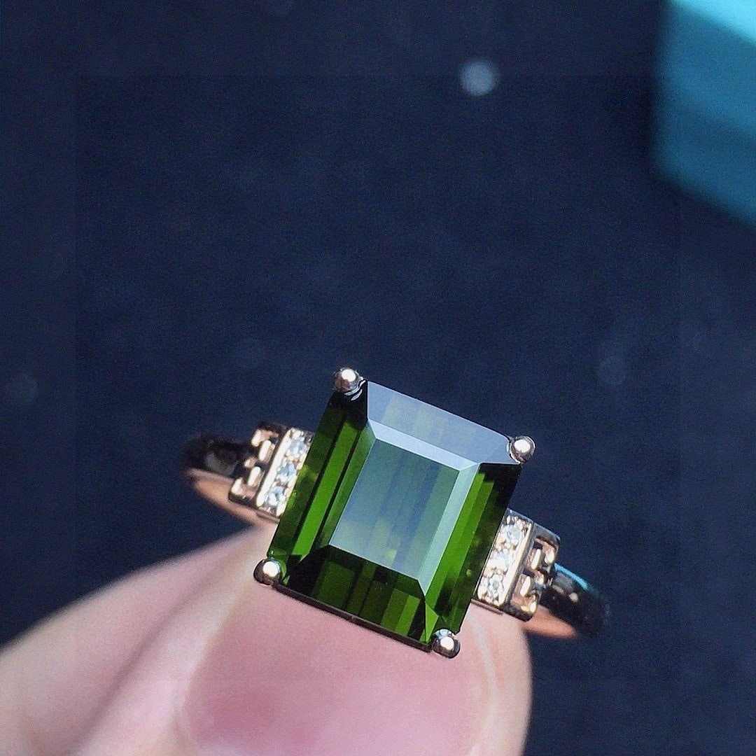 14k Gold 2.73 Ct Natural Tourmaline & Diamond Ring - 2