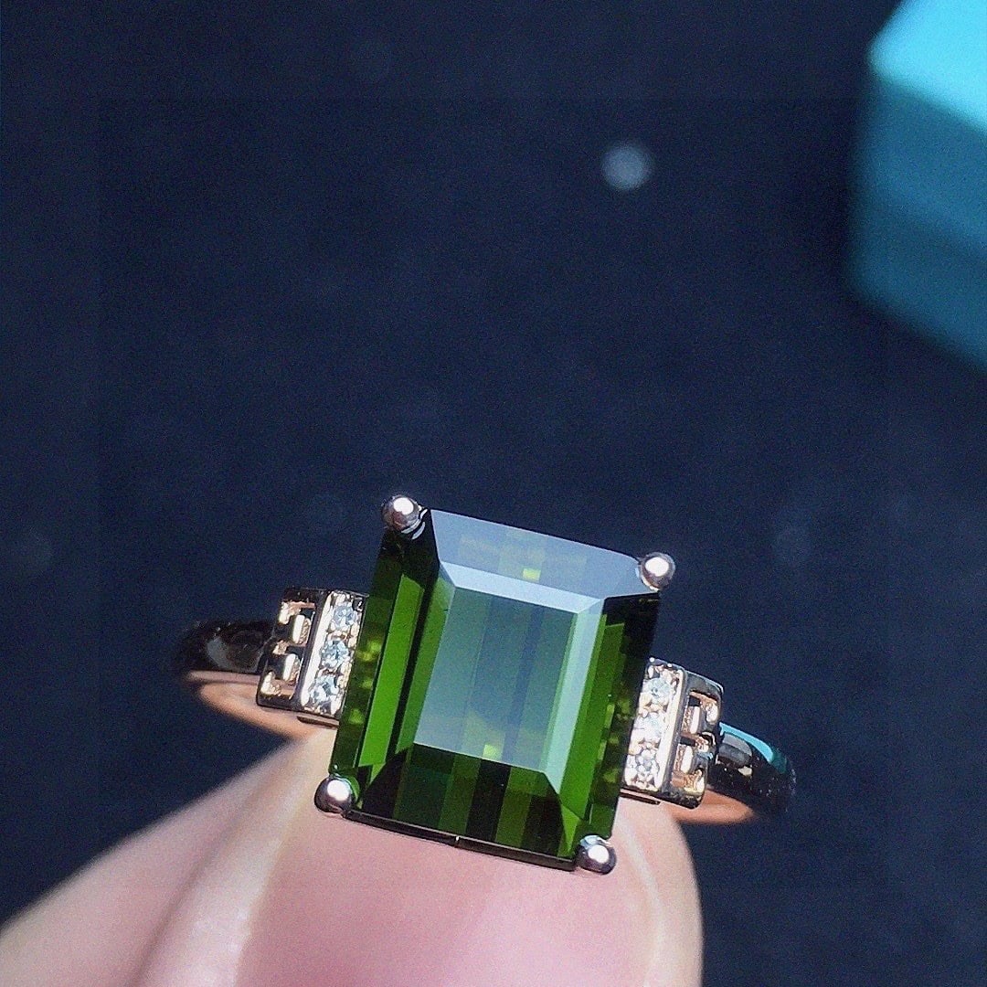 14k Gold 2.73 Ct Natural Tourmaline & Diamond Ring - 3