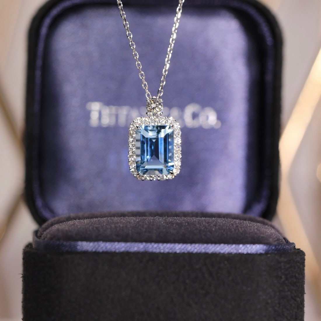 14k Gold 2.52 Ctw Natural Aquamarine & Diamond Pendant( Without Chain ) - 2
