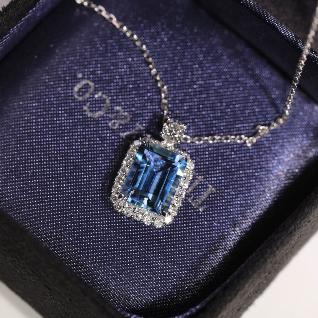 14k Gold 2.52 Ctw Natural Aquamarine & Diamond Pendant( Without Chain ) - 8