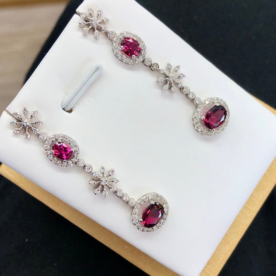 14k Gold 3.04 Ctw Natural Tourmaline & Diamond Earrings - 2