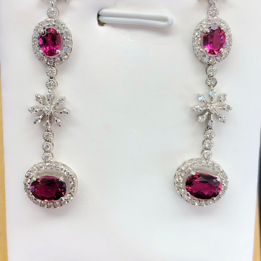 14k Gold 3.04 Ctw Natural Tourmaline & Diamond Earrings - 3