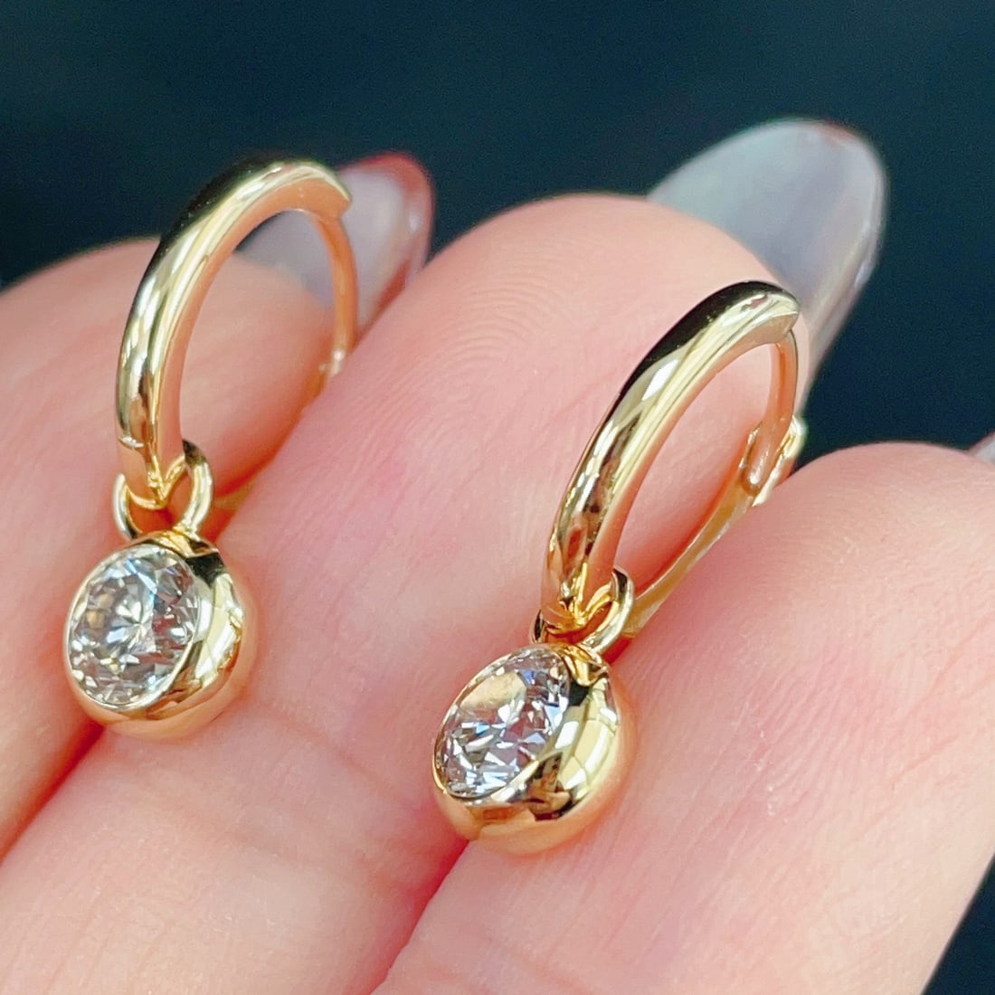 14k Gold 0.80 Ct Natural H Diamond Earrings - 4