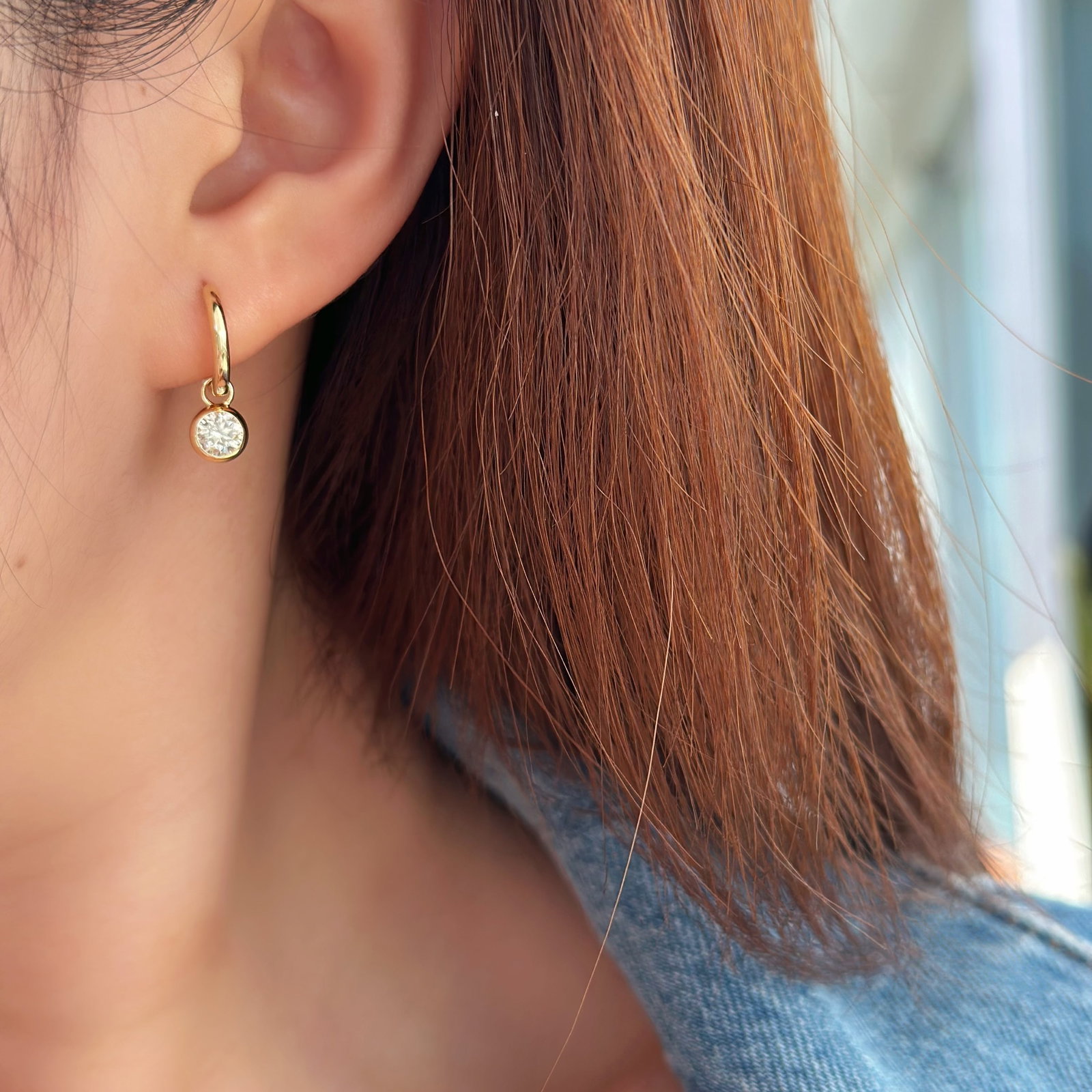 14k Gold 0.80 Ct Natural H Diamond Earrings - 5