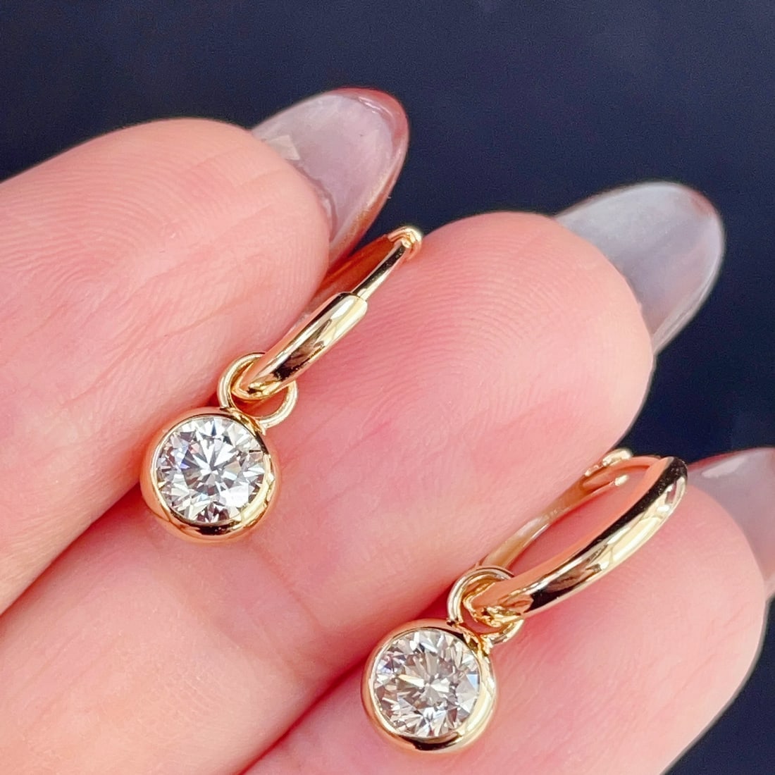 14k Gold 0.80 Ct Natural H Diamond Earrings - 6