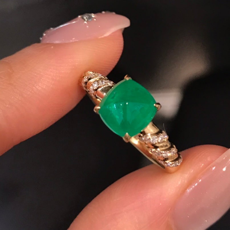 14k Gold 1.69 Ctw Natural Emerald & Diamond Ring - 4