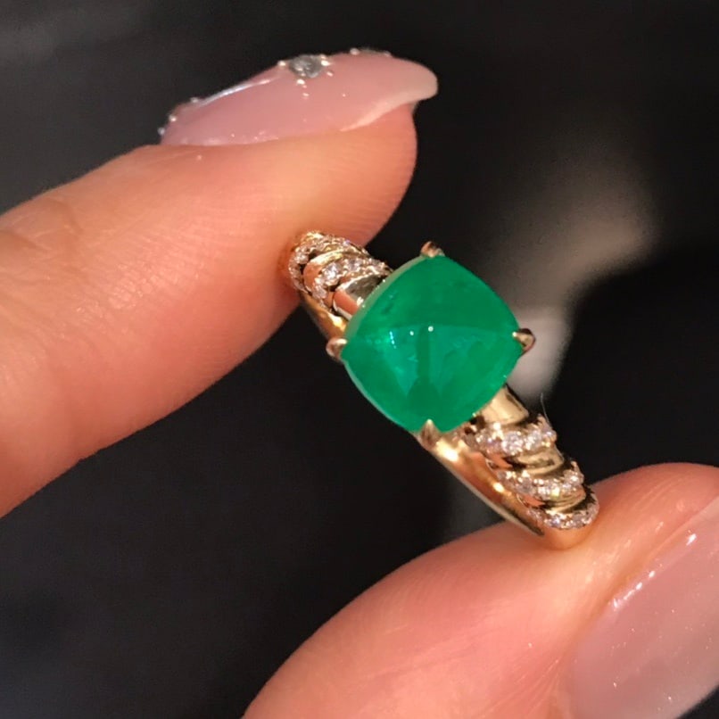 14k Gold 1.69 Ctw Natural Emerald & Diamond Ring - 5