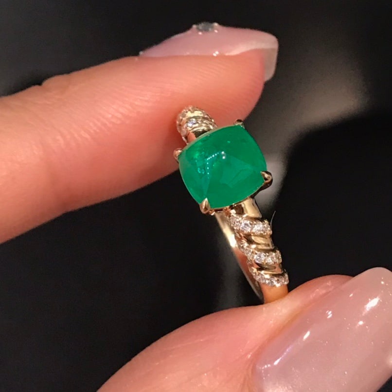 14k Gold 1.69 Ctw Natural Emerald & Diamond Ring - 6