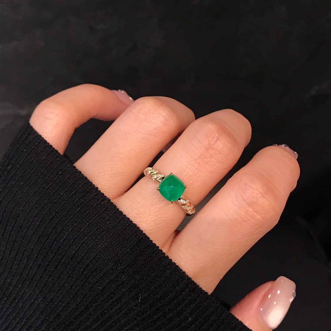 14k Gold 1.69 Ctw Natural Emerald & Diamond Ring - 8