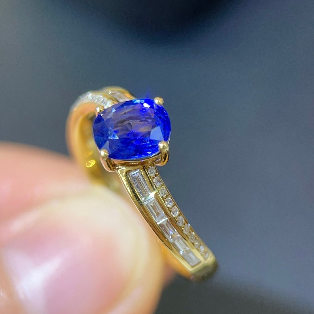 14k Gold 1.33 Ctw Natural Sapphire & Diamond Ring - 4