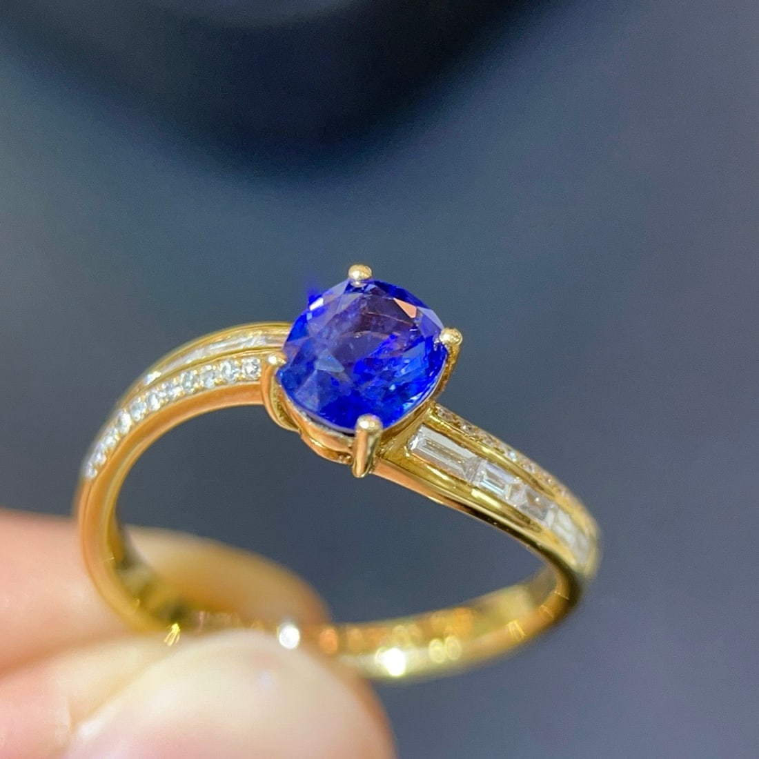 14k Gold 1.33 Ctw Natural Sapphire & Diamond Ring - 5