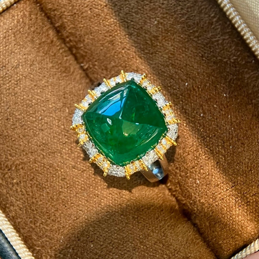 14k Gold 9.57 Ctw Vivid Green Natural Emerald & Diamond Ring - 3