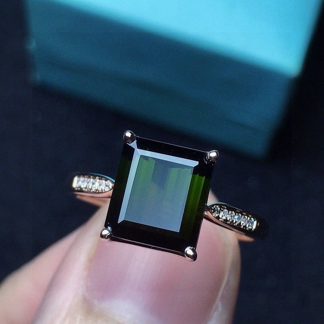 14k Gold 2.65 Ct Natural Tourmaline & Diamond Ring - 2