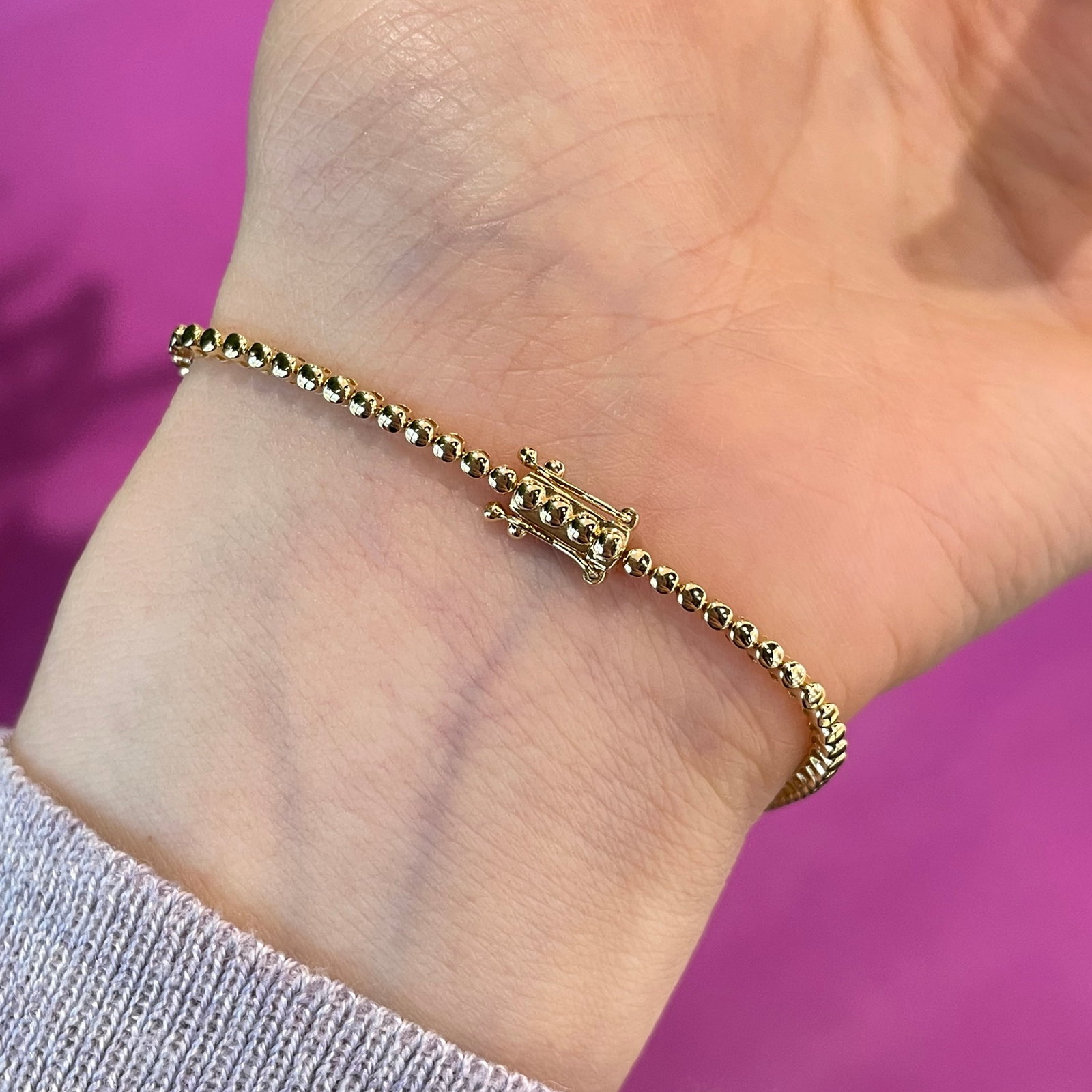 14k Gold 1.4 Ct Vivid Green Natural Emerald & Diamond Bracelet - 2