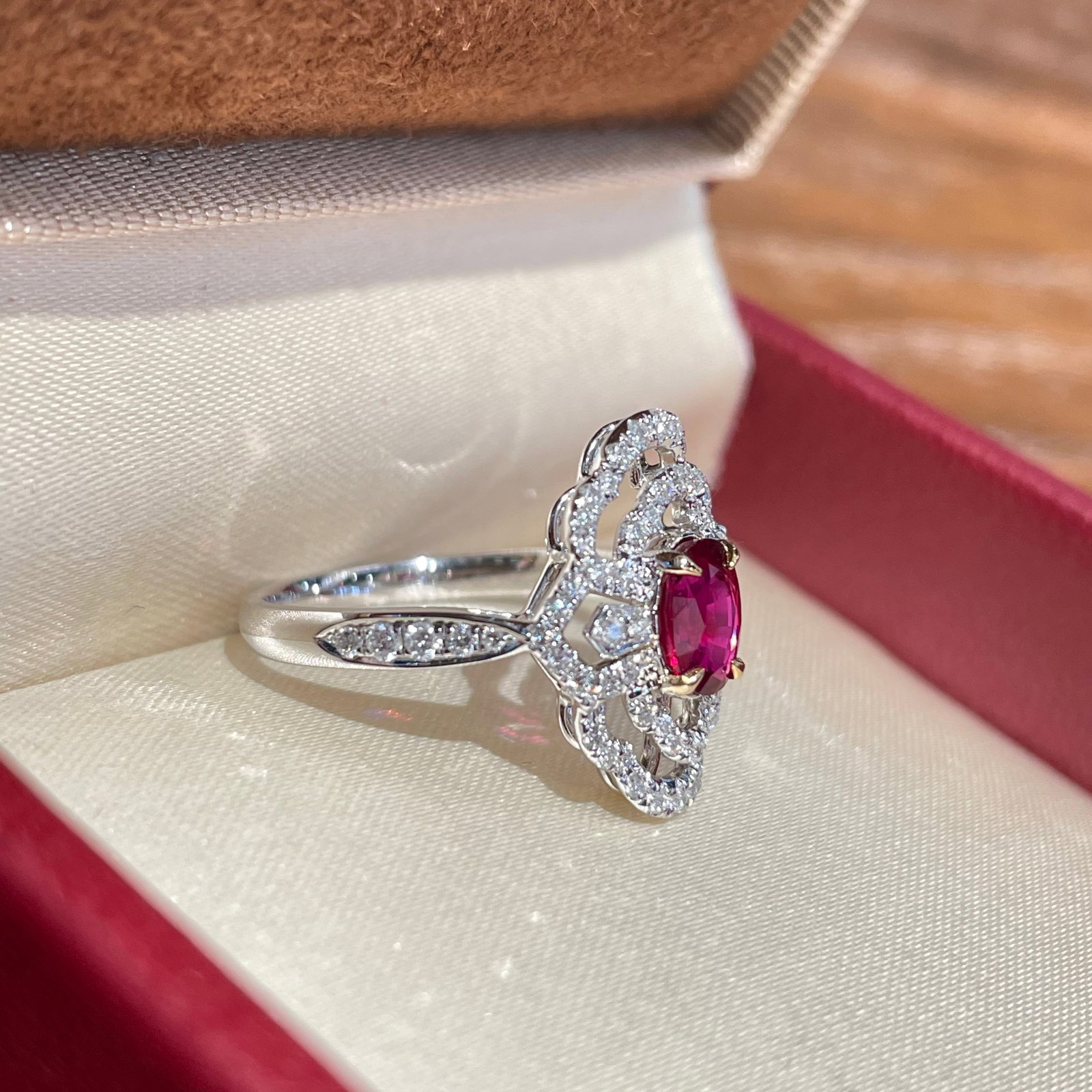 14k Gold 0.78 Ct Natural Ruby & Diamond Ring/pendant( Without Chain ) - 2