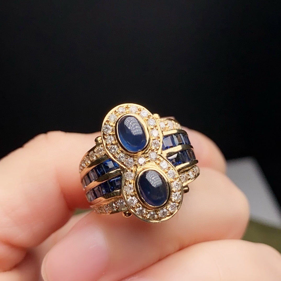 14k Gold 4.48 Ctw Natural Sapphire & Diamond Ring - 3