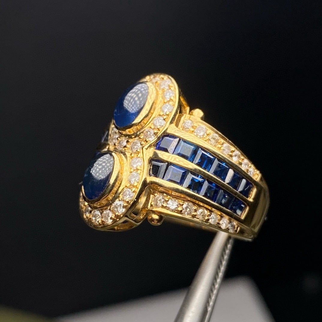 14k Gold 4.48 Ctw Natural Sapphire & Diamond Ring - 5