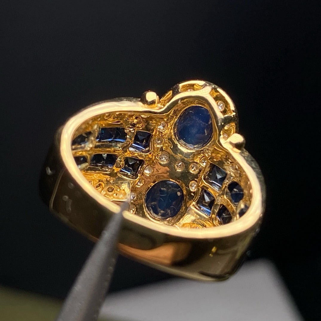 14k Gold 4.48 Ctw Natural Sapphire & Diamond Ring - 6