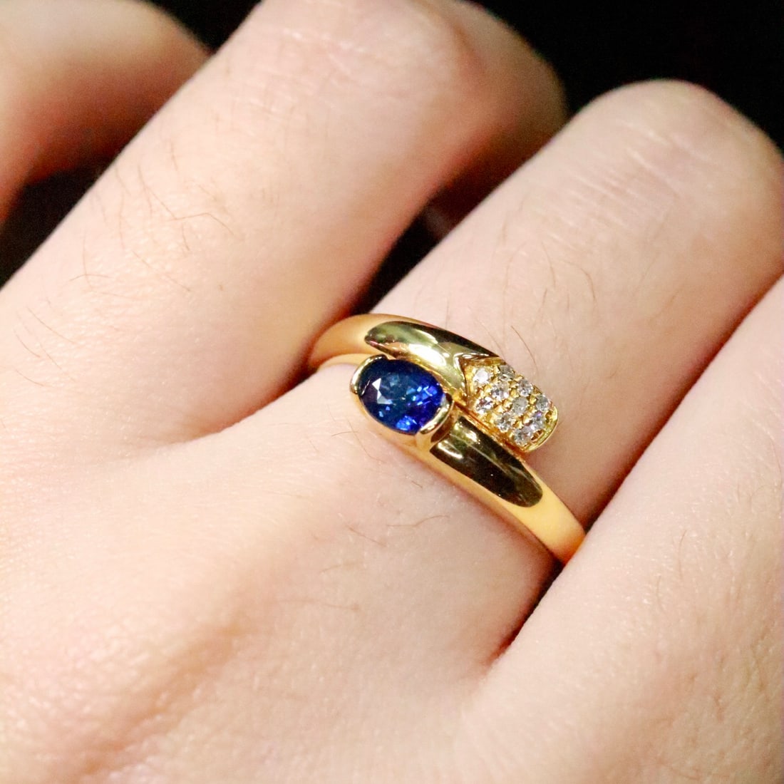 14k Gold 0.50 Ctw Natural Sapphire & Diamond Ring - 5