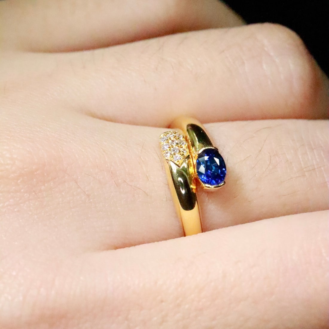 14k Gold 0.50 Ctw Natural Sapphire & Diamond Ring - 6