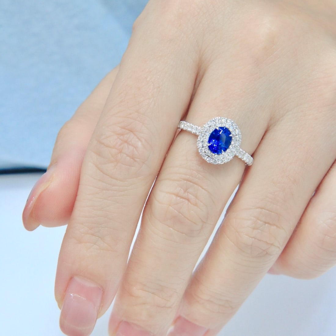 14k Gold 1.55 Ctw Natural Sapphire & Diamond Ring - 5