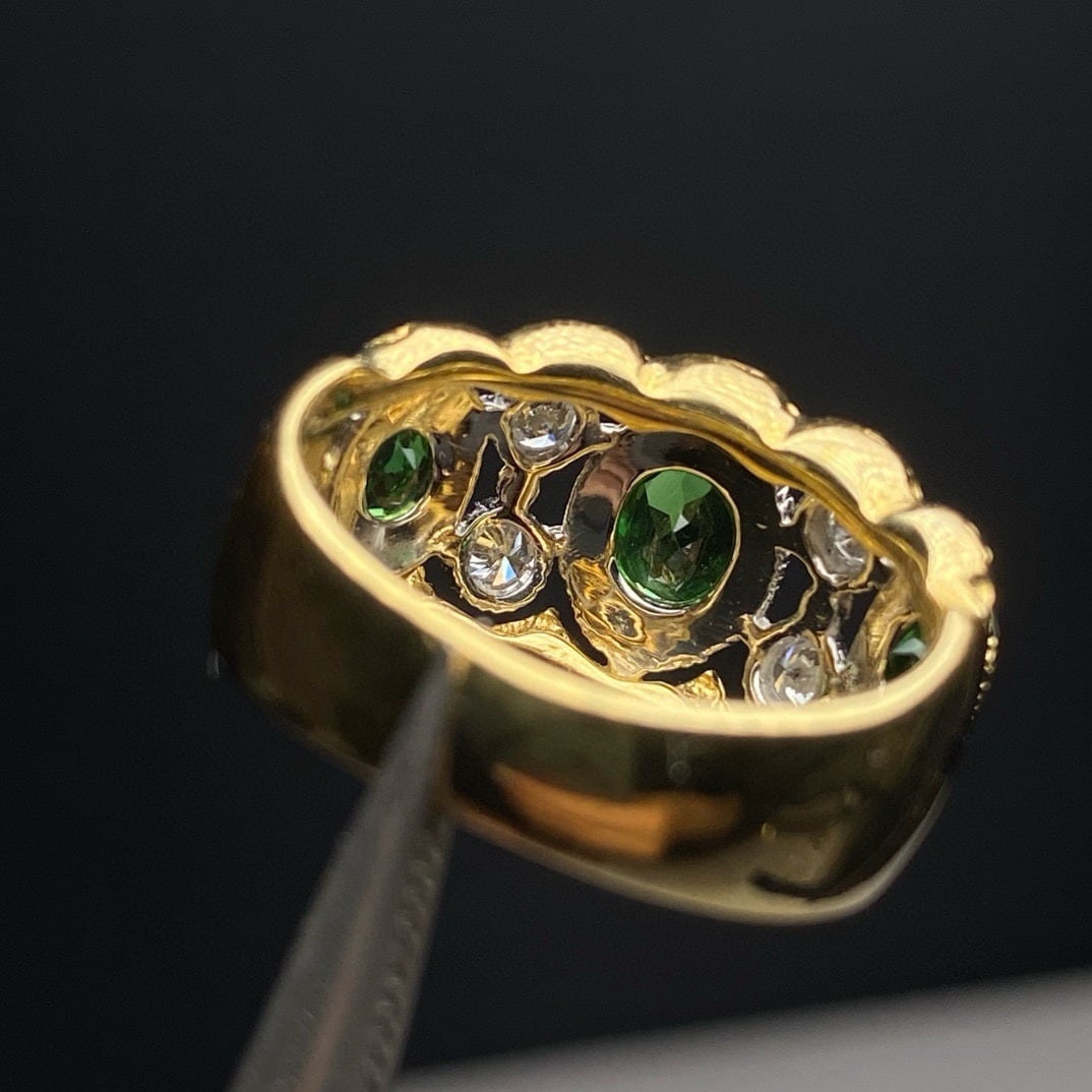 14k Gold 1.04 Ctw Vivid Green Natural Tsavorite & Diamond Ring - 6