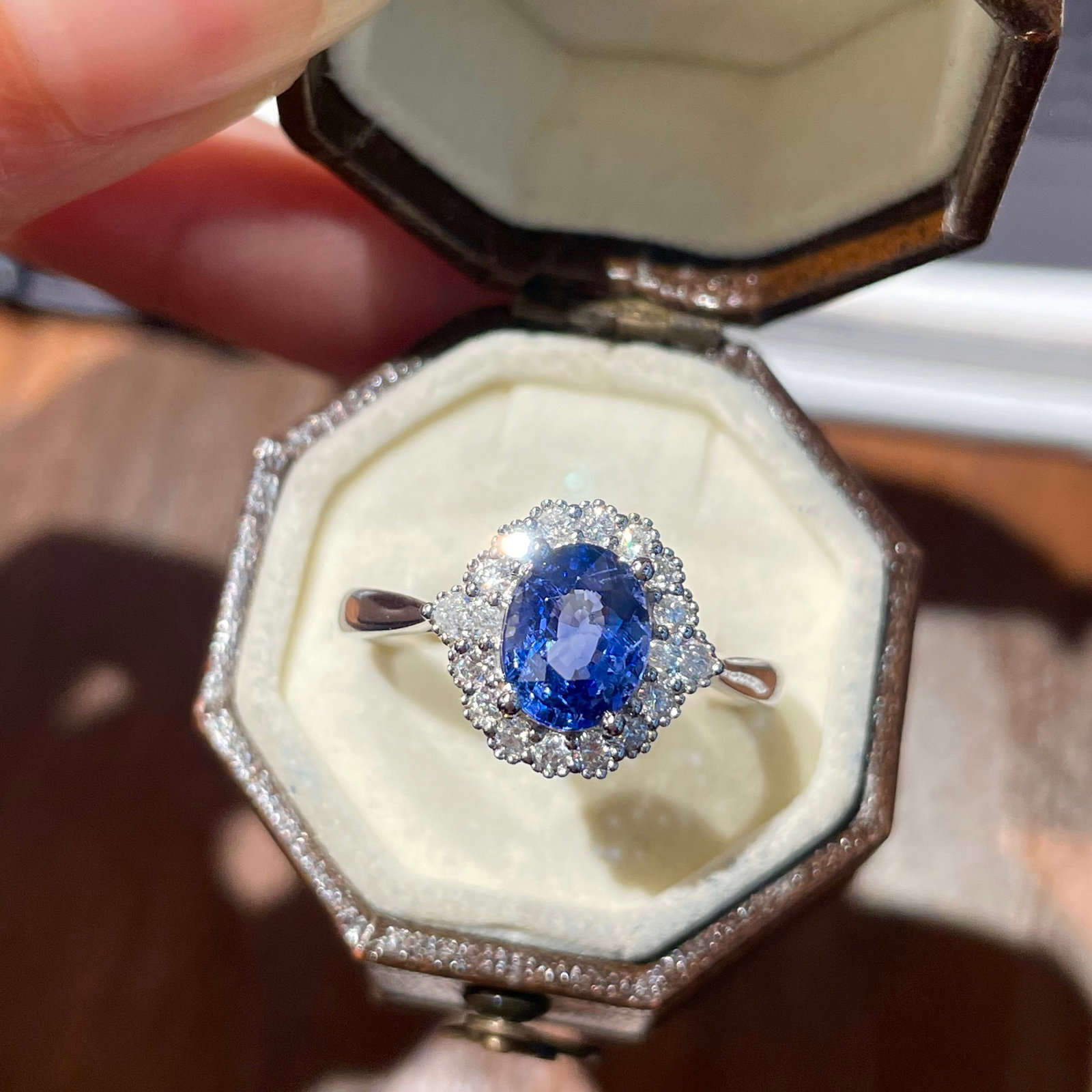 14k Gold 1.33 Ct Natural Sapphire & Diamond Ring - 5