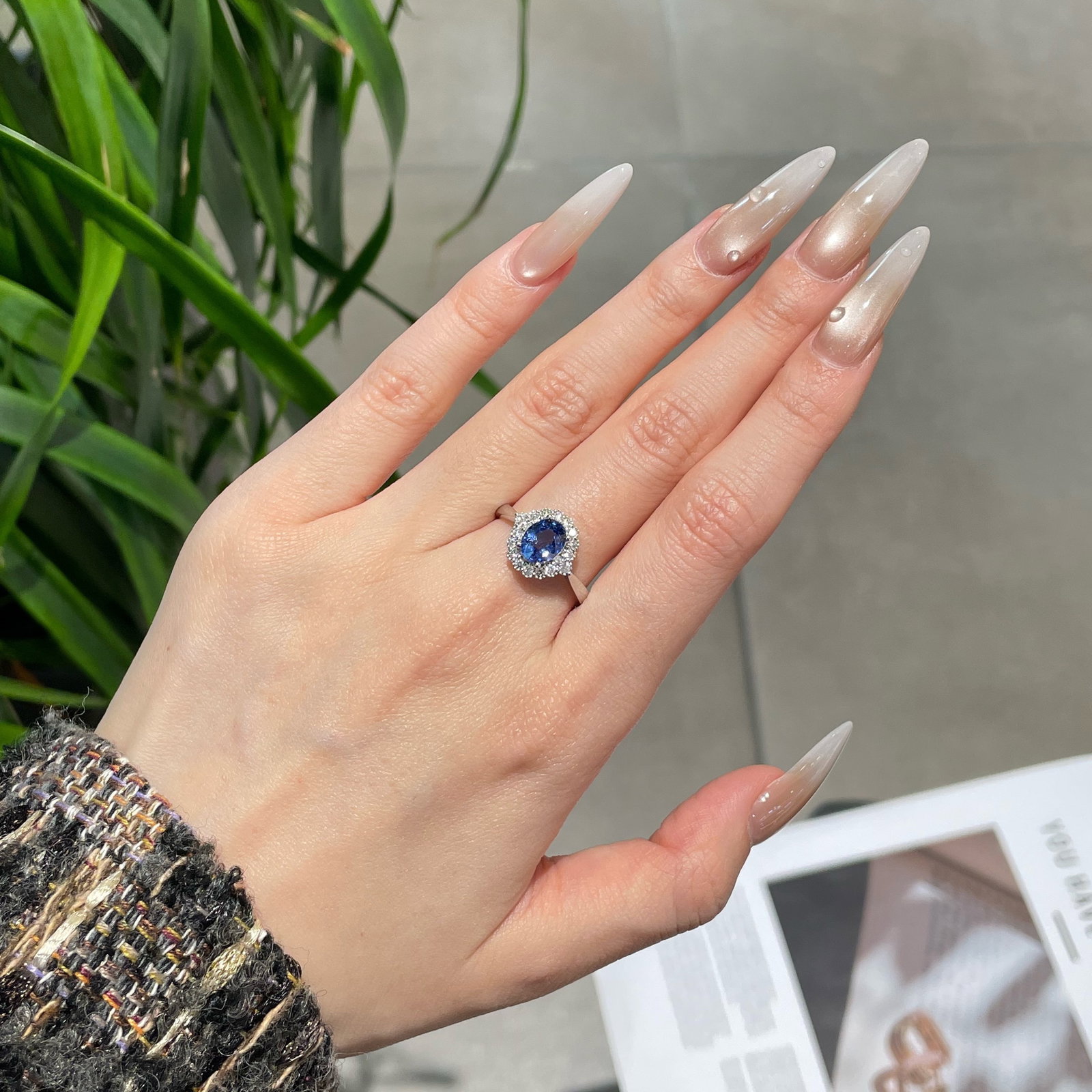 14k Gold 1.33 Ct Natural Sapphire & Diamond Ring - 7