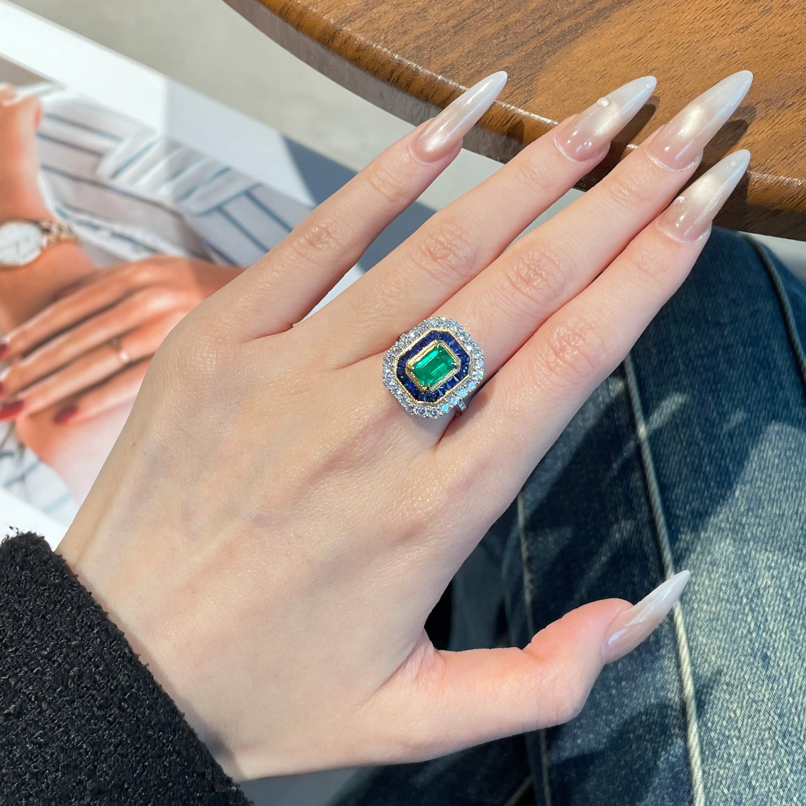 14k Gold 2.03 Ctw Vivid Green Natural Emerald & Diamond Ring/pendant( Without Chain ) - 2