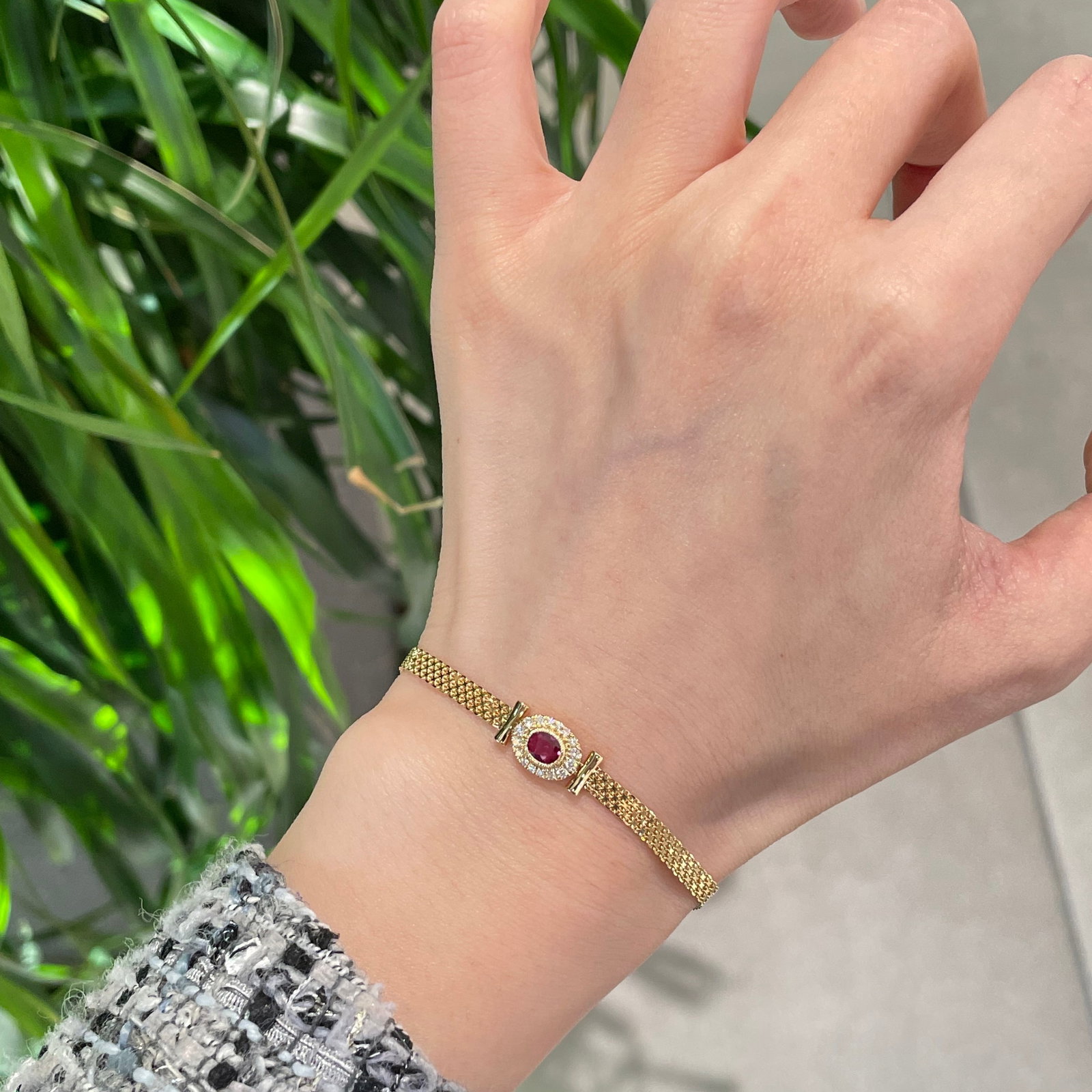 14k Gold 0.35 Ct Natural Ruby & Diamond Bracelet - 3