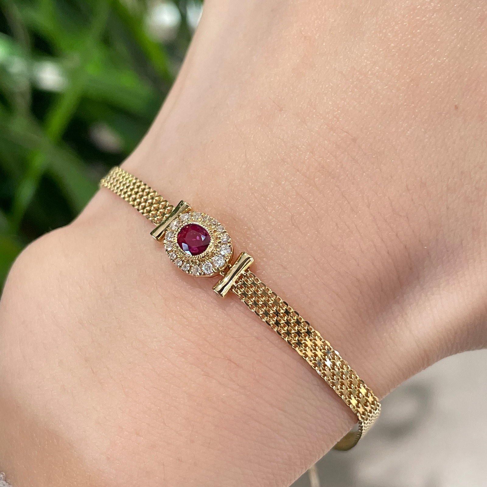 14k Gold 0.35 Ct Natural Ruby & Diamond Bracelet - 6